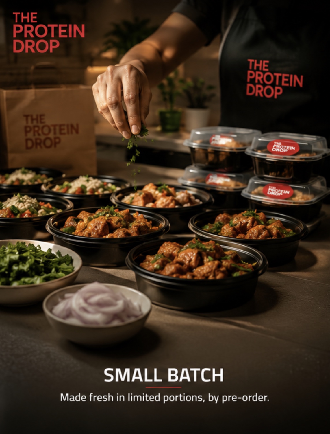 Small batch Protein Drop bowls being packed fresh